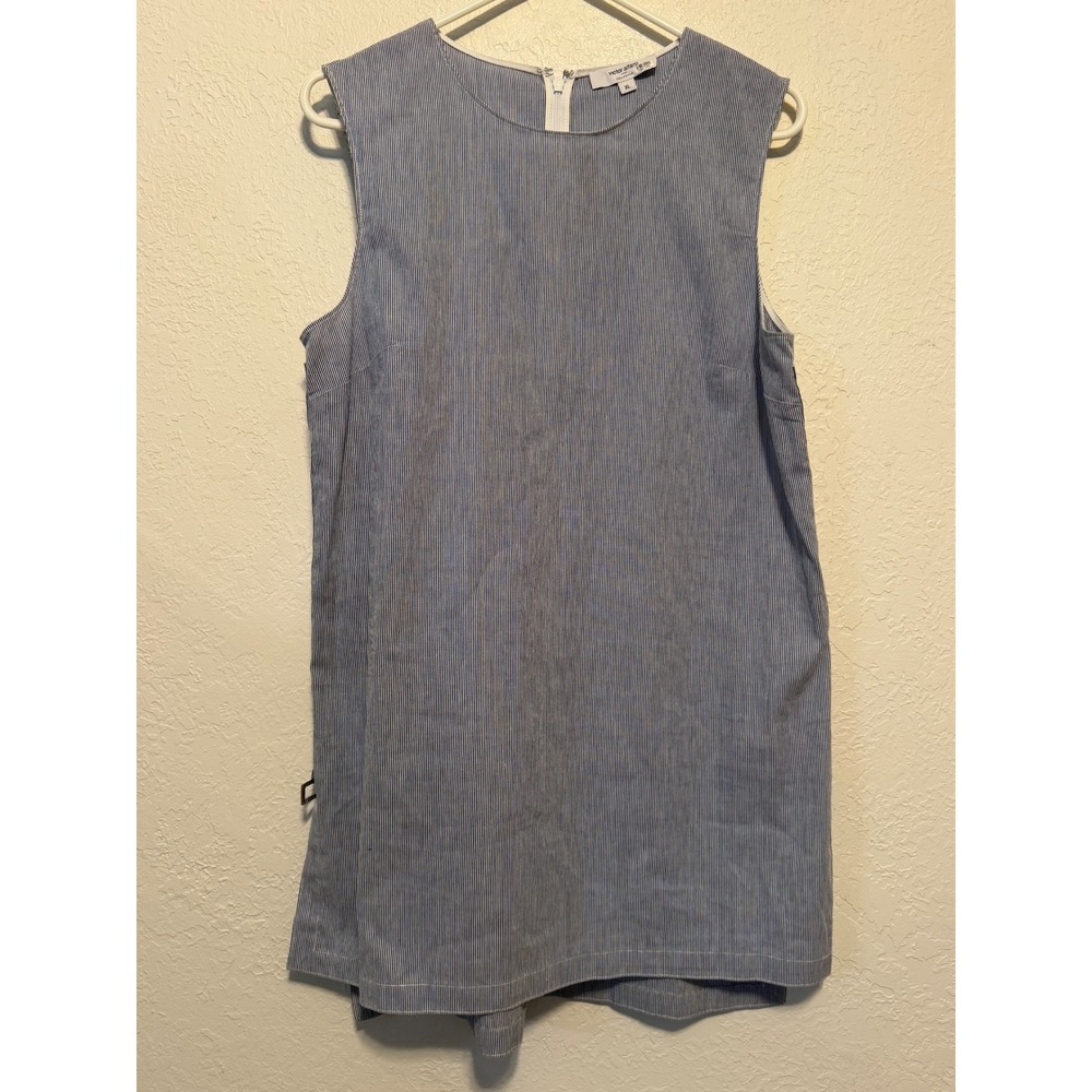 Victor Alfaro Collective Pinstripe Sleeveless Cotton Tunic Top Dress XL Blue